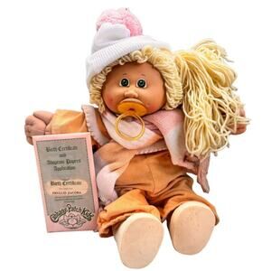Cabbage Patch Kids Doll 1978 1982 Blonde Hair Green Eyes Dimples Pacifier #3